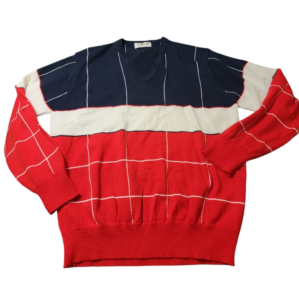 VINTAGE 1980S! LA MODE Men's Totally 80s Golf Sweater
